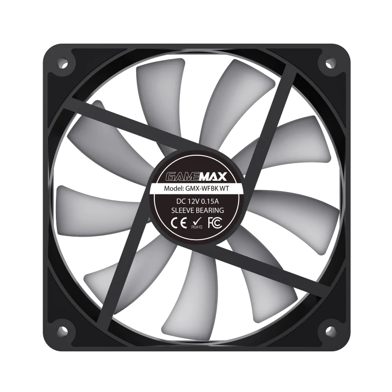 GAMEMAX SUPER COOLING BLACK CASE FAN 12CM - Image 2