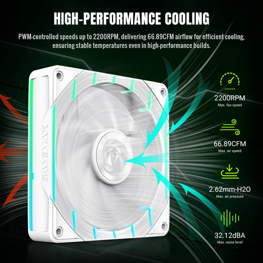 GAMEMAX TORNADO T12 ARGB-W  COOLING FAN - Image 4