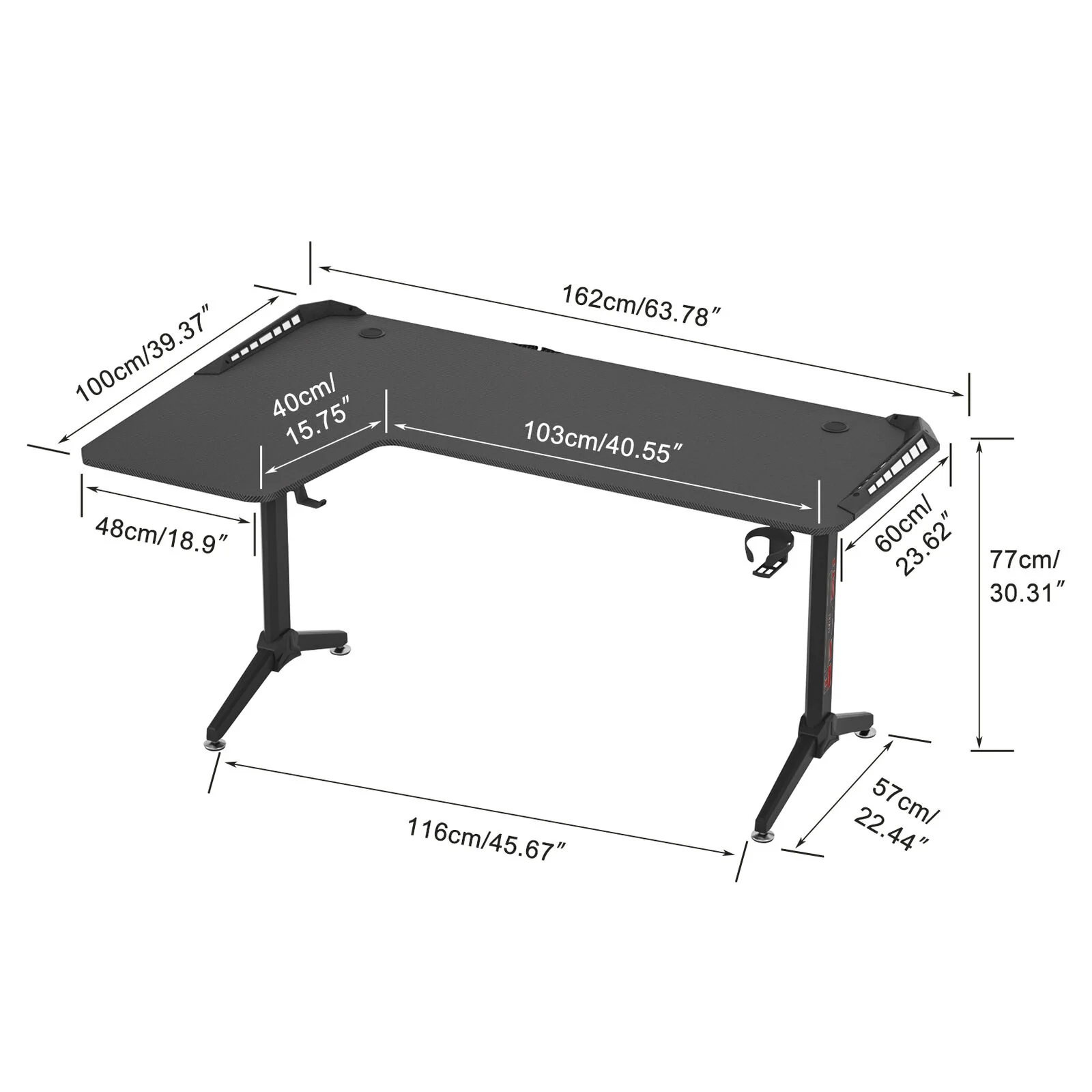 Gaming Desk L Shaped Right Corner Table Home Office - Image 5