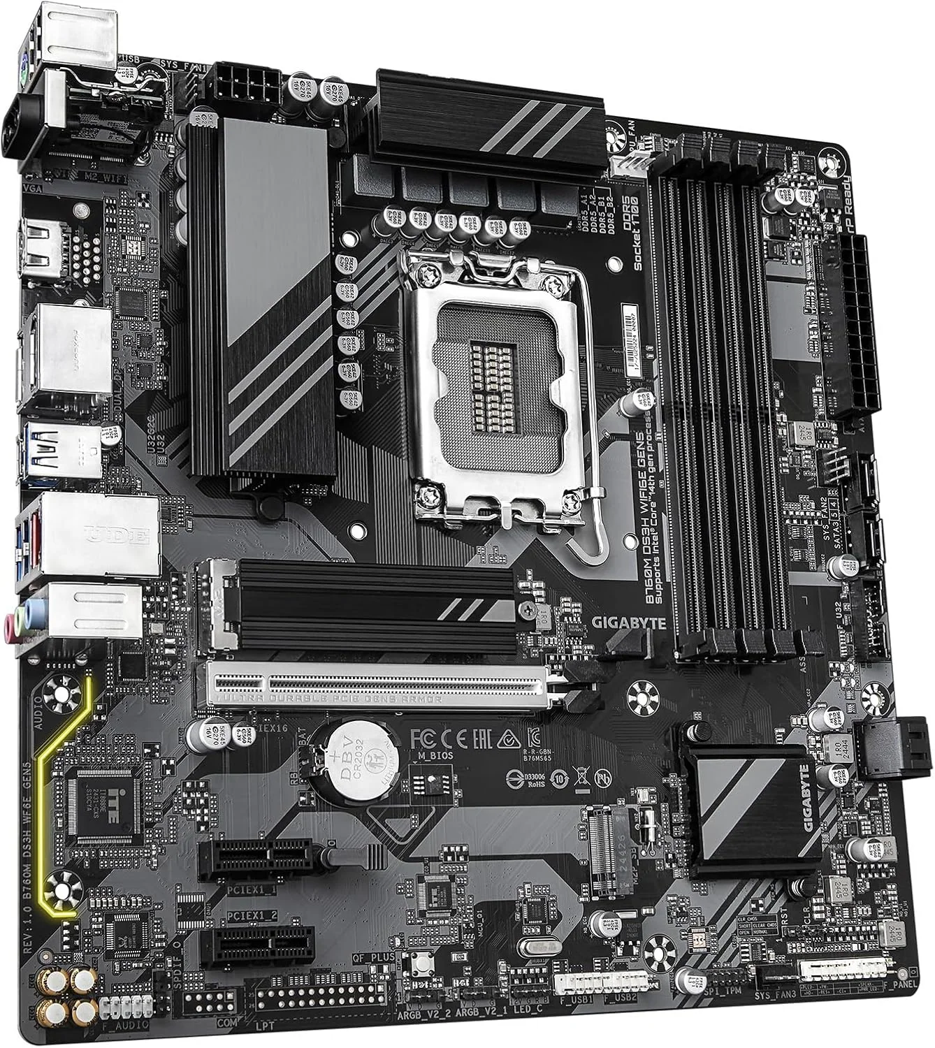 GIGABYTE B760M DS3H WIFI6E GEN5 DDR5 MOTHERBOARD - Image 2