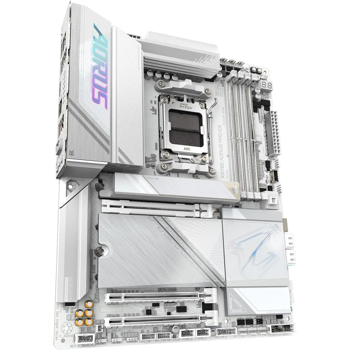 GIGABYTE X870E AORUS PRO ICE (Wi-Fi 7) AMD RYZEN 7000 8000 9000 Series AM5/DDR5/PCIe 5.0/4xM.2 - ATX Gaming Motherboard - Image 2