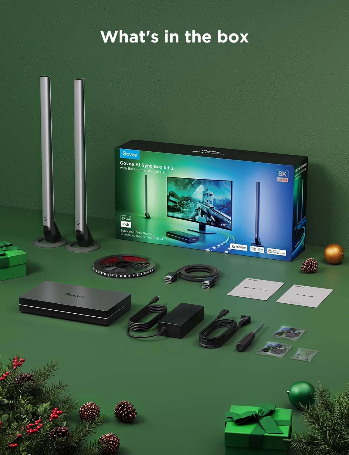 Govee HDMI 2.1 Sync Box Kit 2, Includes AI Sync Box, Light Bars, and Monitor Backlight - Image 3