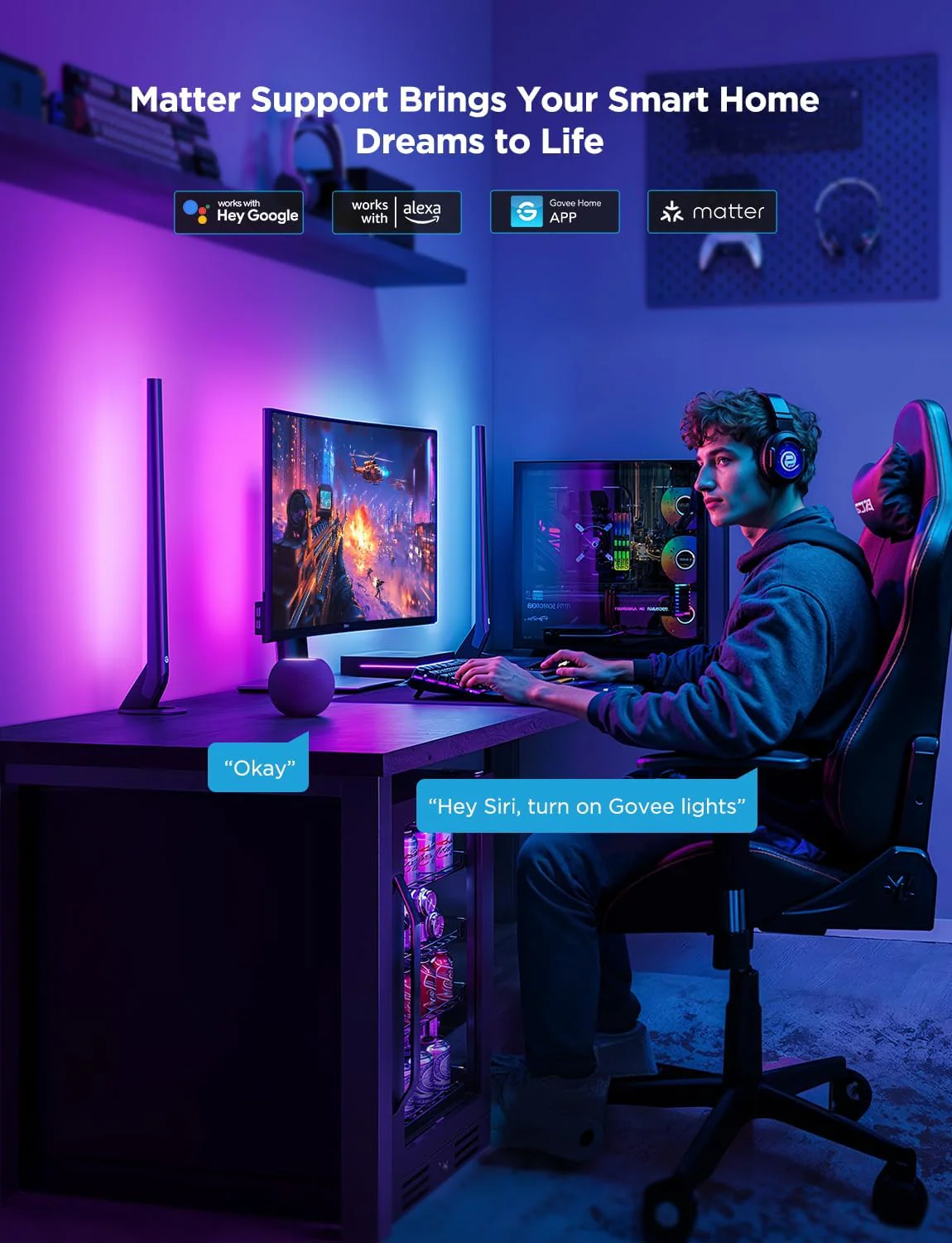 Govee HDMI 2.1 Sync Box Kit 2, Includes AI Sync Box, Light Bars, and Monitor Backlight - Image 4
