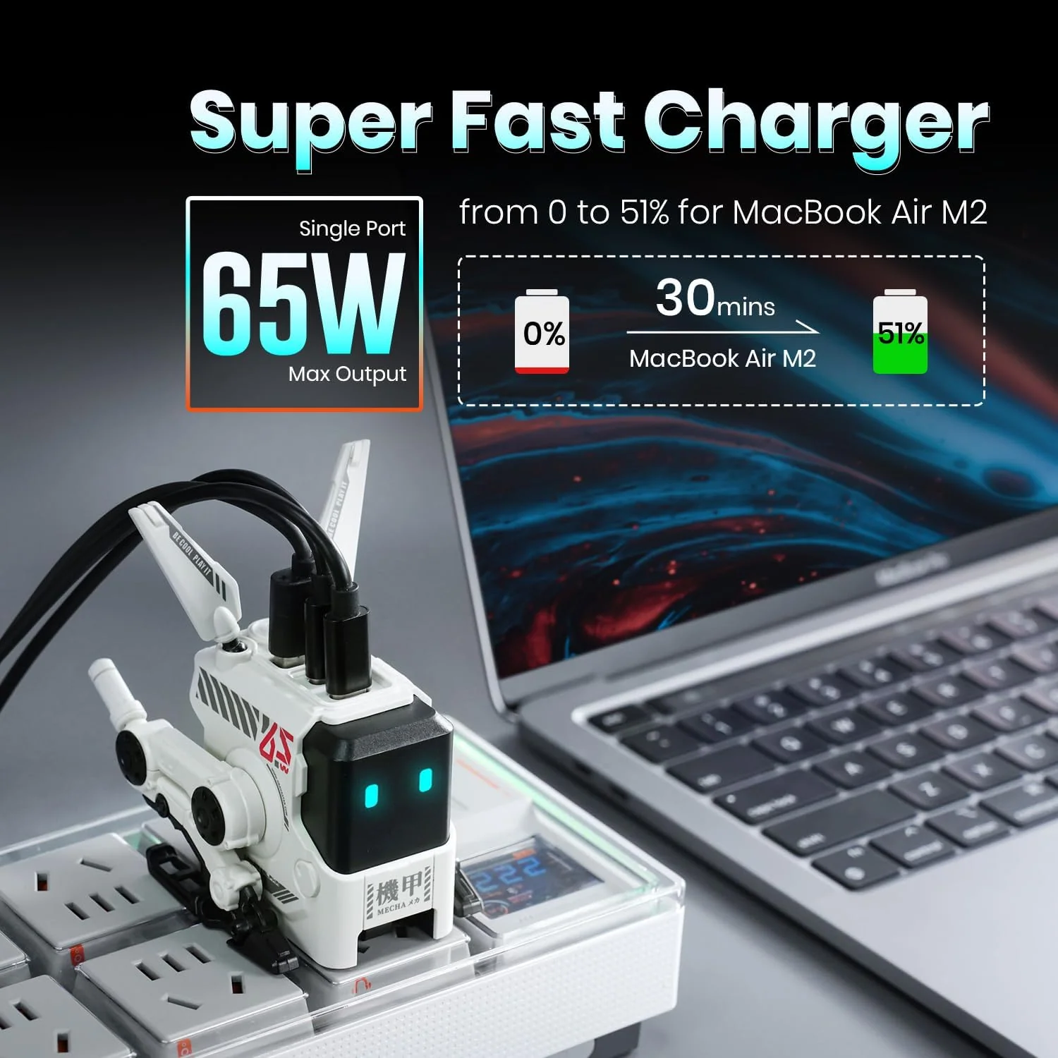GravaStar Alpha65 65W GaN Fast Charger EU&UK Plug - Dawn White - Image 2