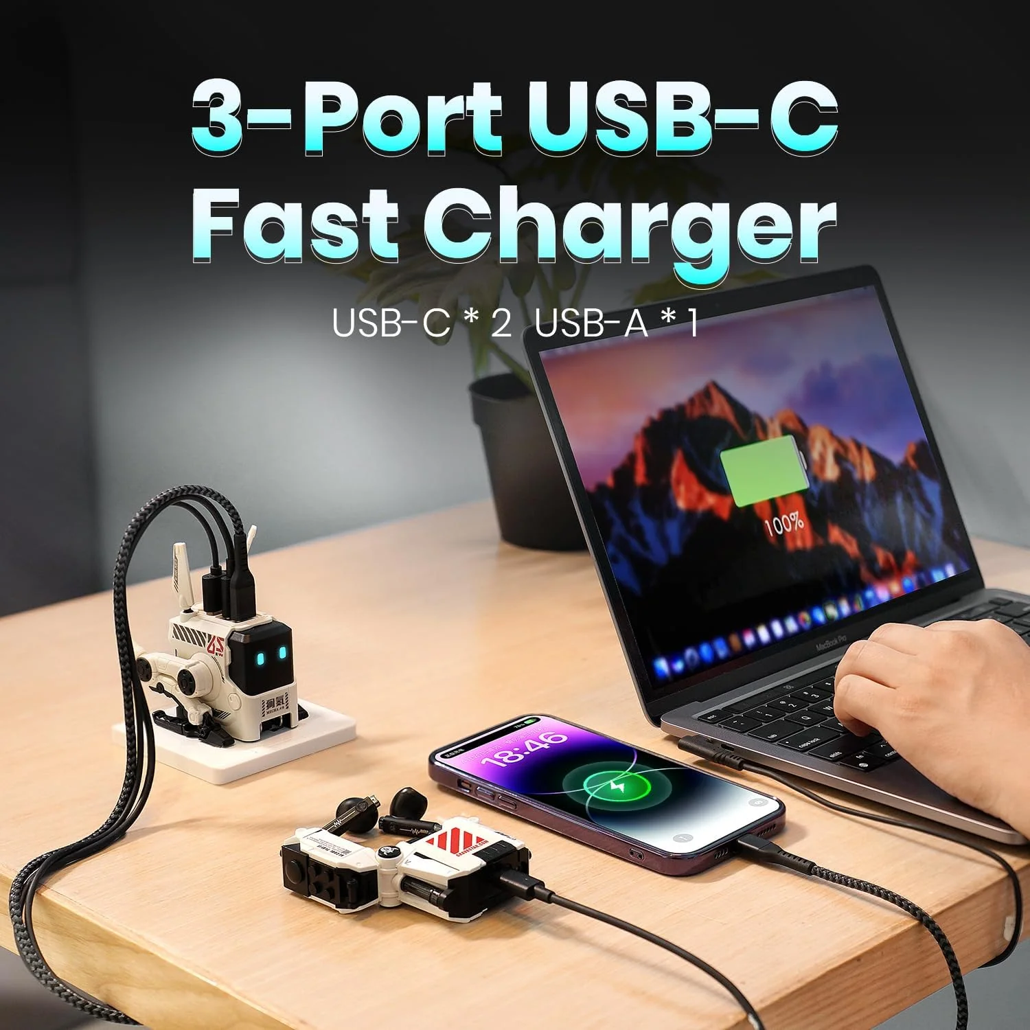 GravaStar Alpha65 65W GaN Fast Charger EU&UK Plug - Dawn White - Image 5