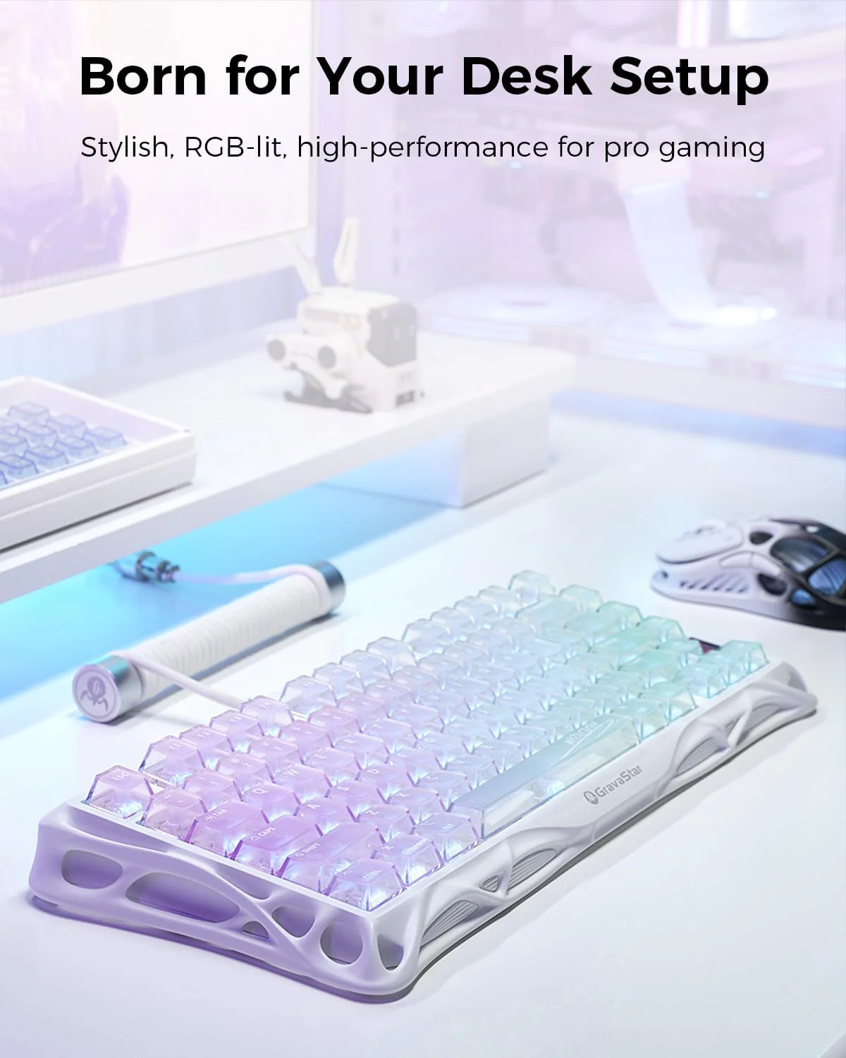 GRAVASTAR K1 LITE 75% WIRELESS MECHANICHAL GAMING KEYBOARD - AURORA - Image 2