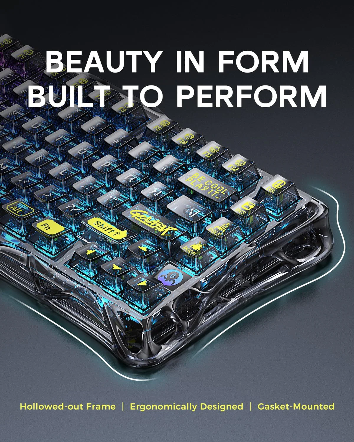 GravaStar Mercury K1 Lite 75% Wireless Mechanical Gaming Keyboard Transparent Black - Image 6