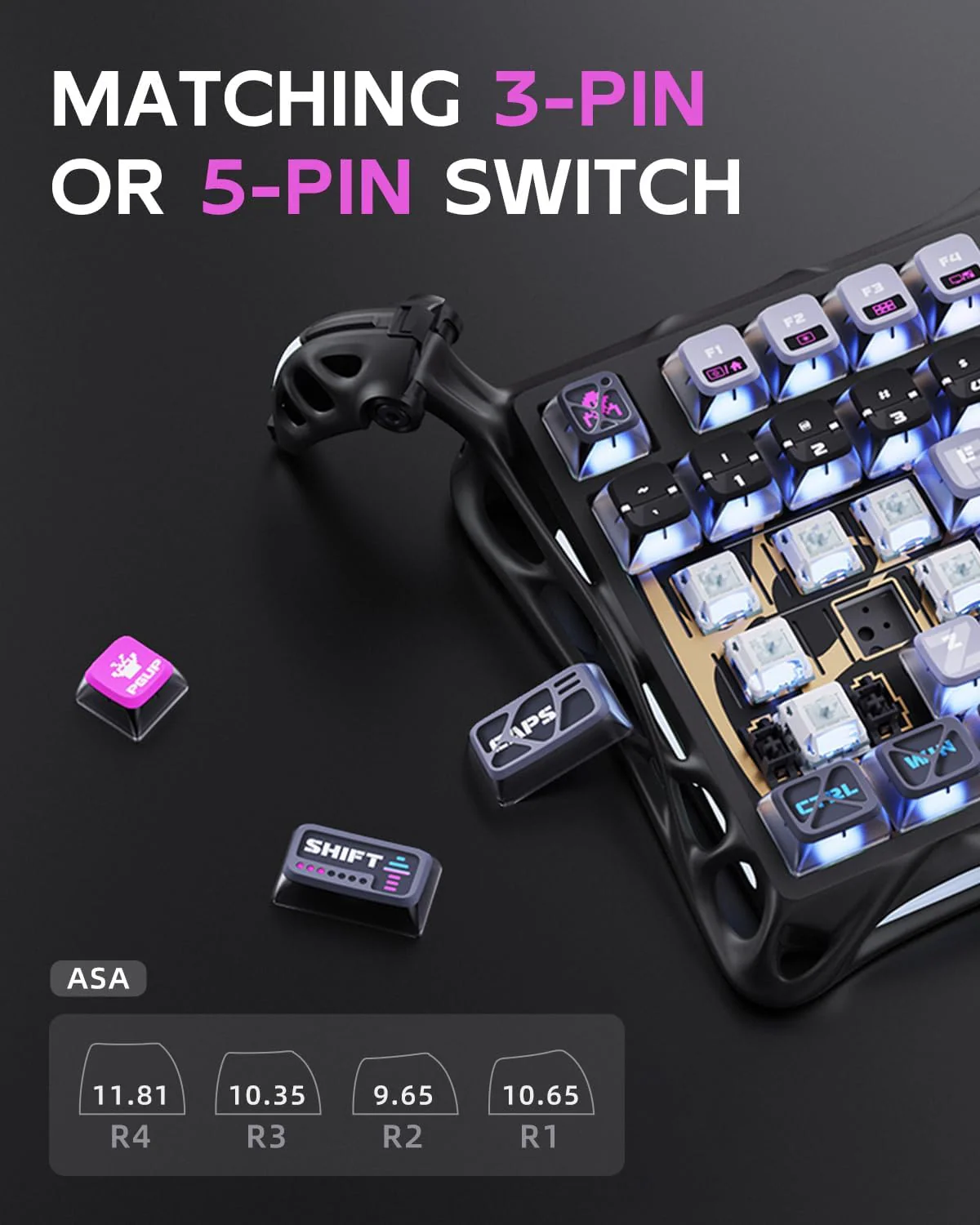 GravaStar Mercury K1 Pro 75% Wireless Mechanical Gaming Keyboard Galaxy Black - Image 4
