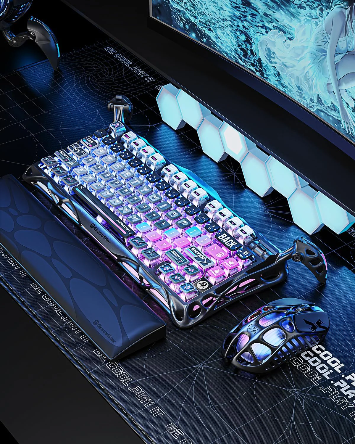 GravaStar Mercury K1 Pro 75% Wireless Mechanical Gaming Keyboard Galaxy Black - Image 6