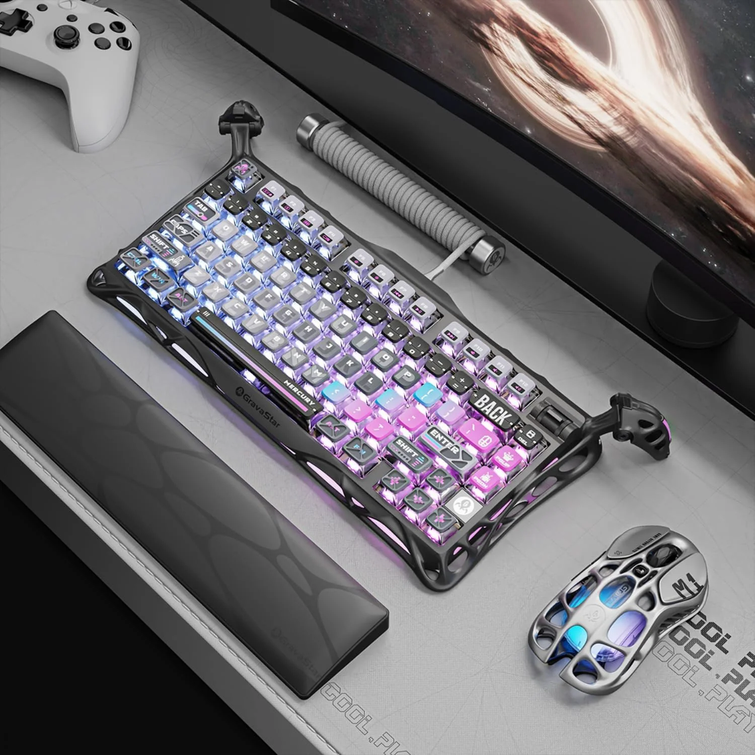 GravaStar Mercury K1 Pro 75% Wireless Mechanical Gaming Keyboard Galaxy Black - Image 7