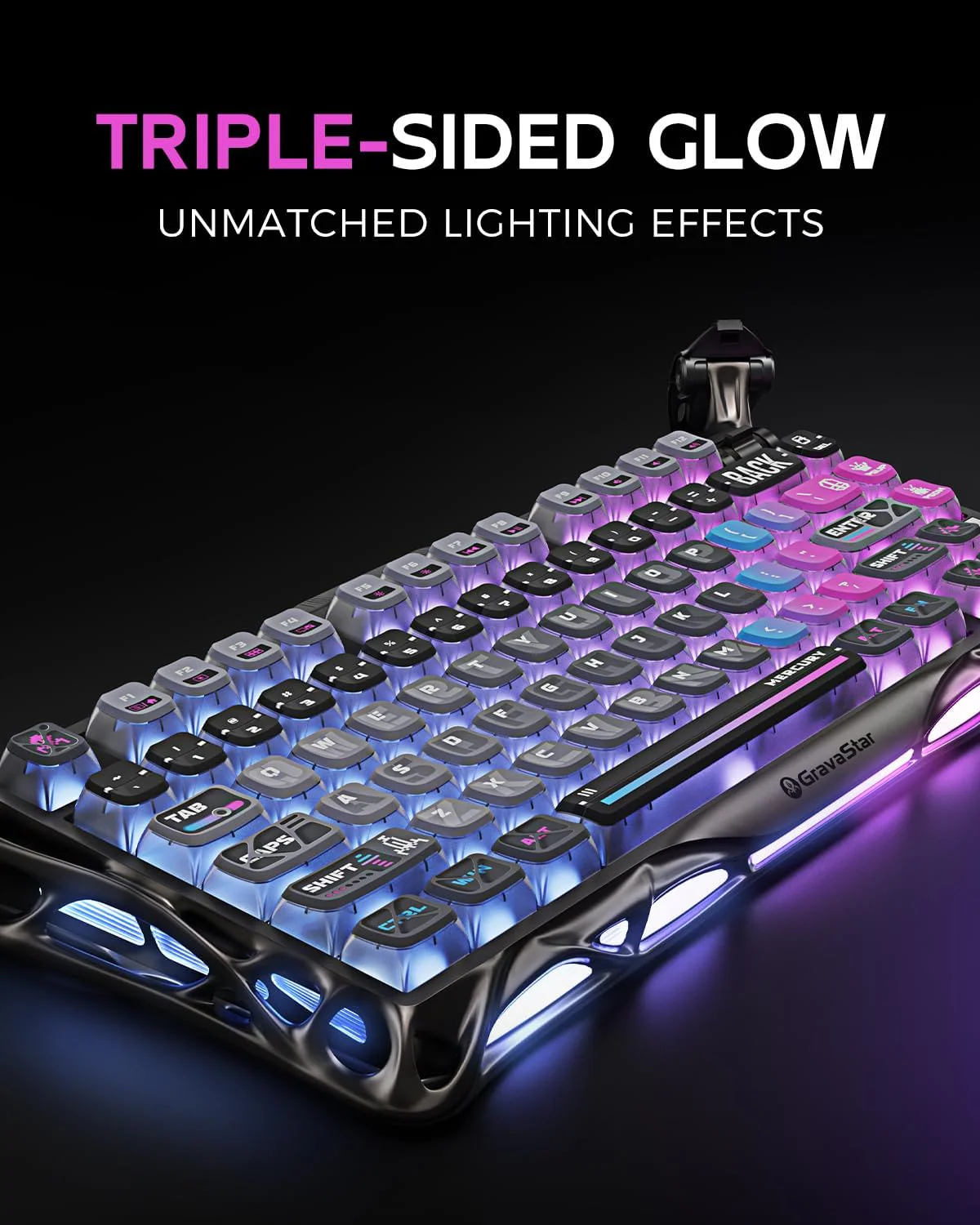 GravaStar Mercury K1 Pro 75% Wireless Mechanical Gaming Keyboard Special Edition - Cyberpunk - Image 2