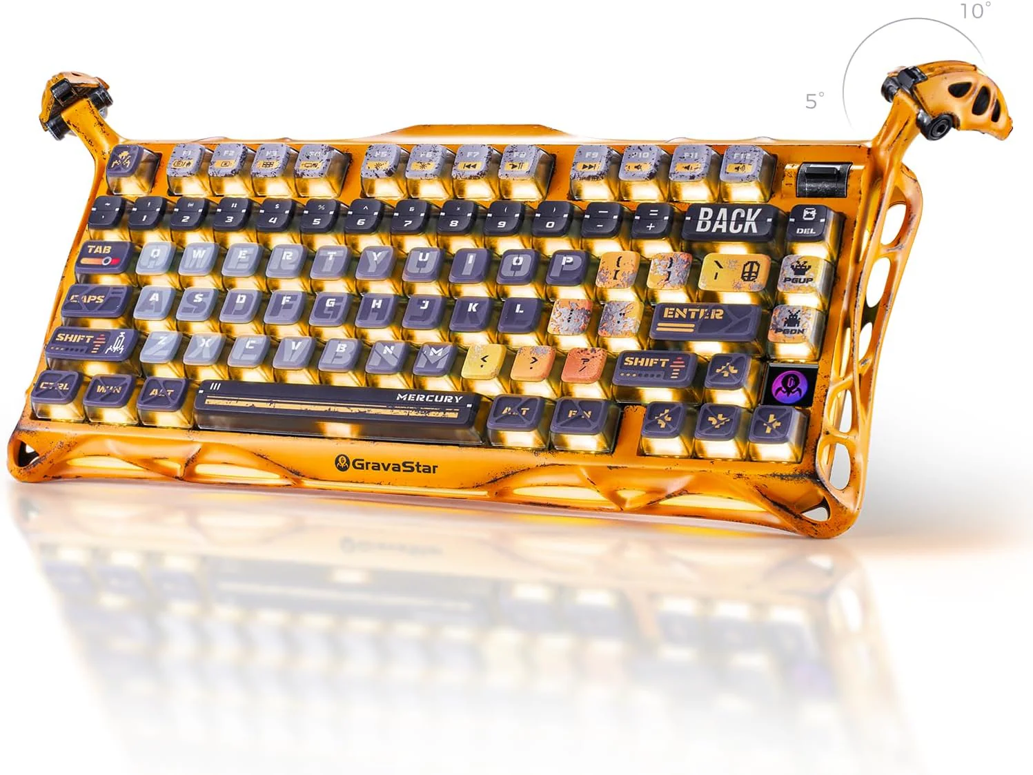 GravaStar Mercury K1 Pro 75% Wireless Mechanical Gaming Special Edition Keyboard - Battle Worn Yellow