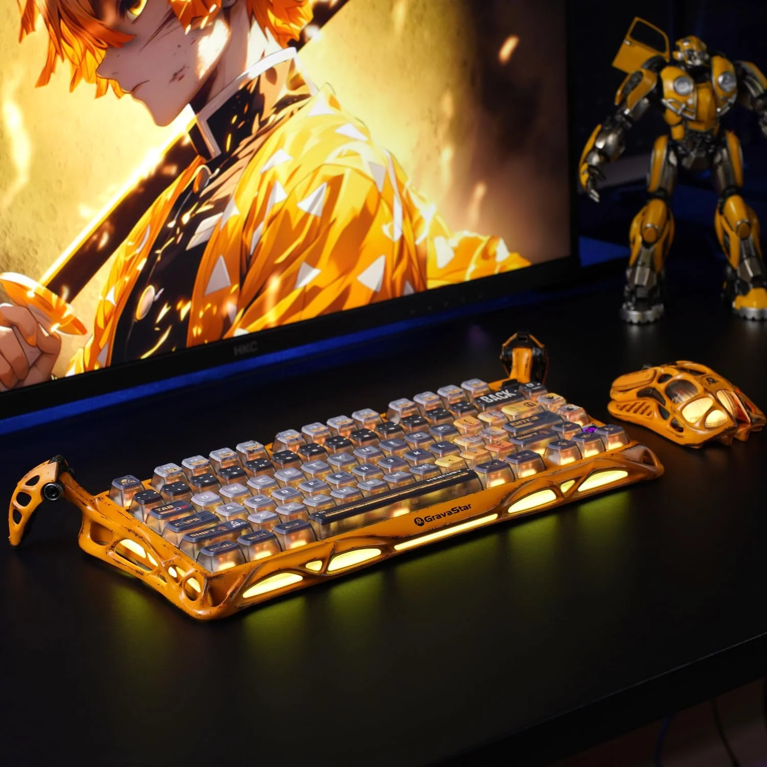 GravaStar Mercury K1 Pro 75% Wireless Mechanical Gaming Special Edition Keyboard - Battle Worn Yellow - Image 4