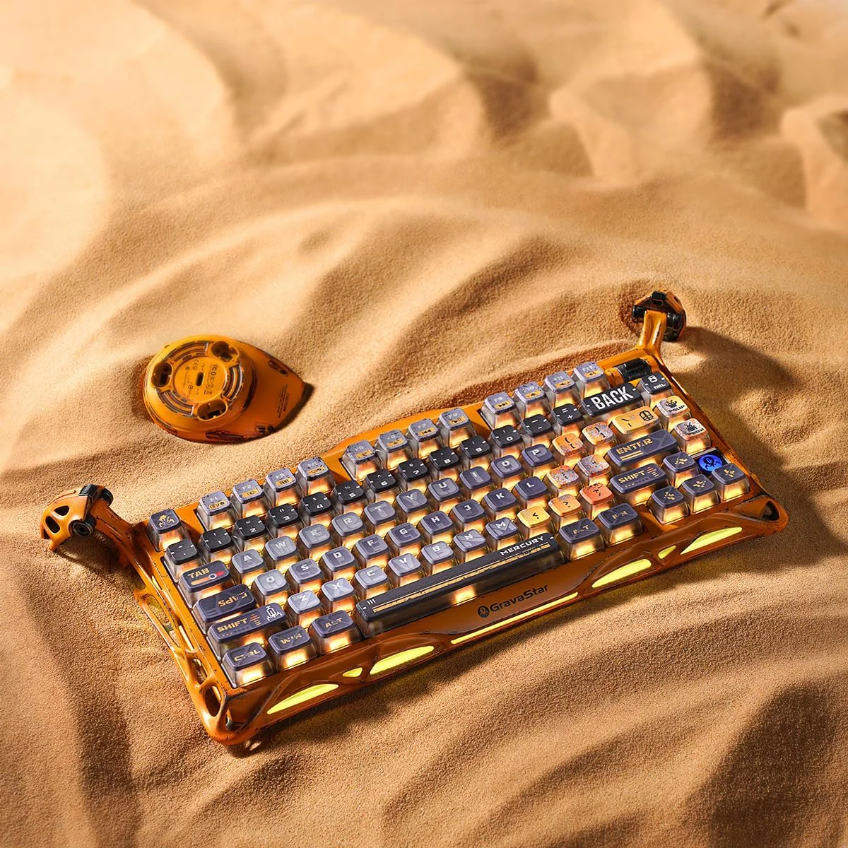 GravaStar Mercury K1 Pro 75% Wireless Mechanical Gaming Special Edition Keyboard - Battle Worn Yellow - Image 6