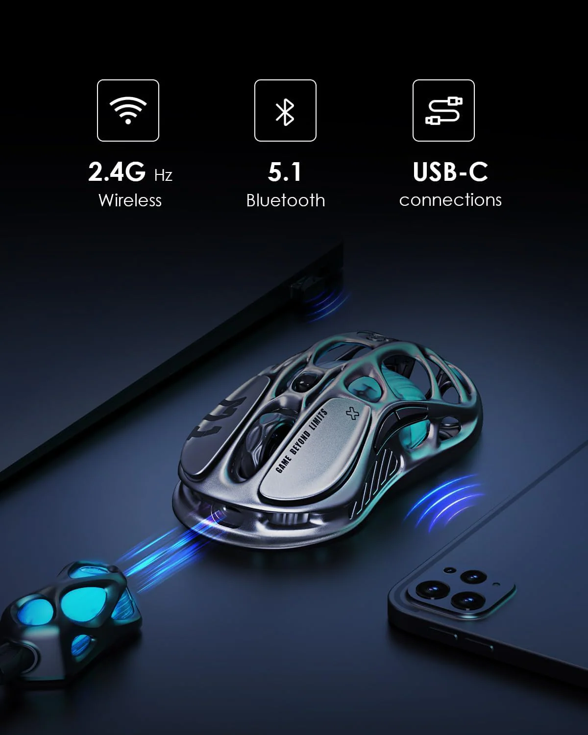 GravaStar Mercury M1 Pro Wireless Gaming Mouse - Gunmetal gray - Image 5