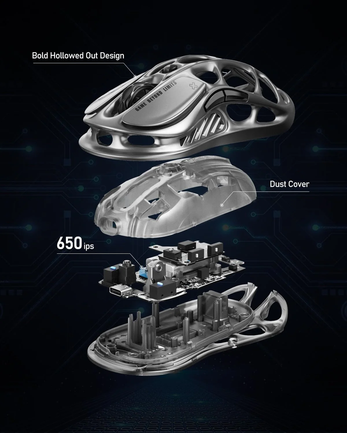 GravaStar Mercury M2 Wireless Gaming Mouse - Stealth Black - Image 4