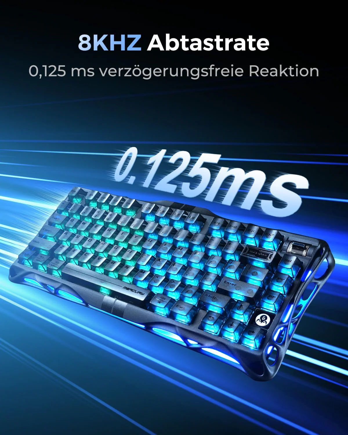 GravaStar Mercury V75 75% Hall Effect Magnetic switch Gaming Keyboard - Stealth Black - Image 4
