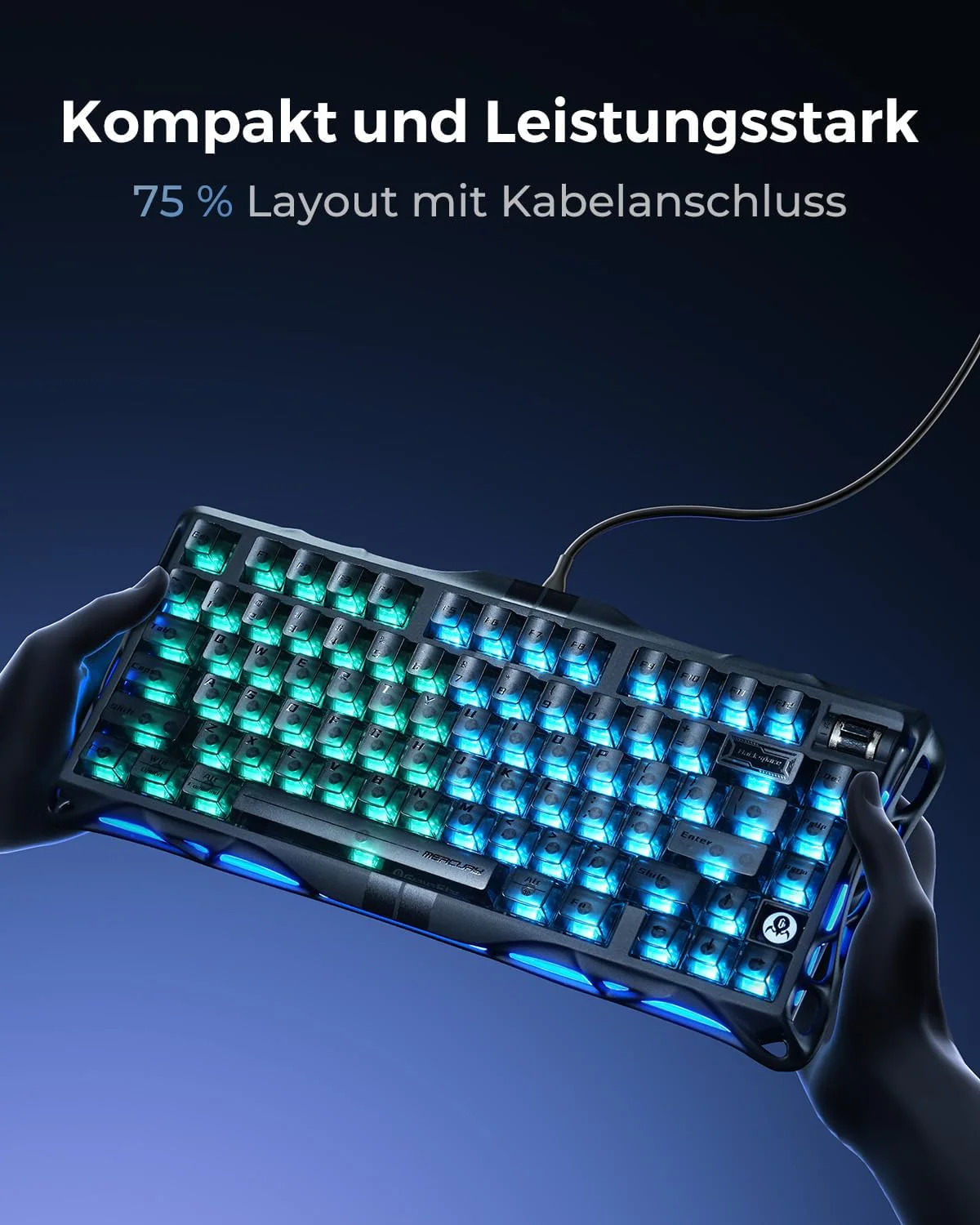 GravaStar Mercury V75 75% Hall Effect Magnetic switch Gaming Keyboard - Stealth Black - Image 5