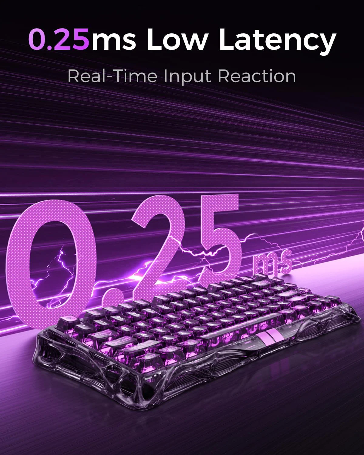 GravaStar Mercury V75 Lite 75% Hall Effect Magnetic switch Gaming Keyboard - Transparent Black - Image 8