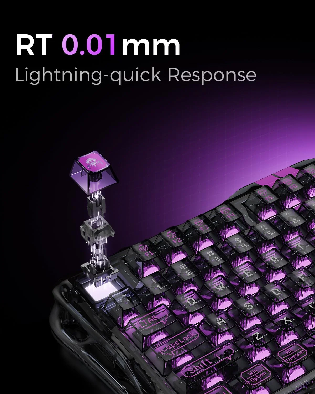 GravaStar Mercury V75 Lite 75% Hall Effect Magnetic switch Gaming Keyboard - Transparent Black - Image 9