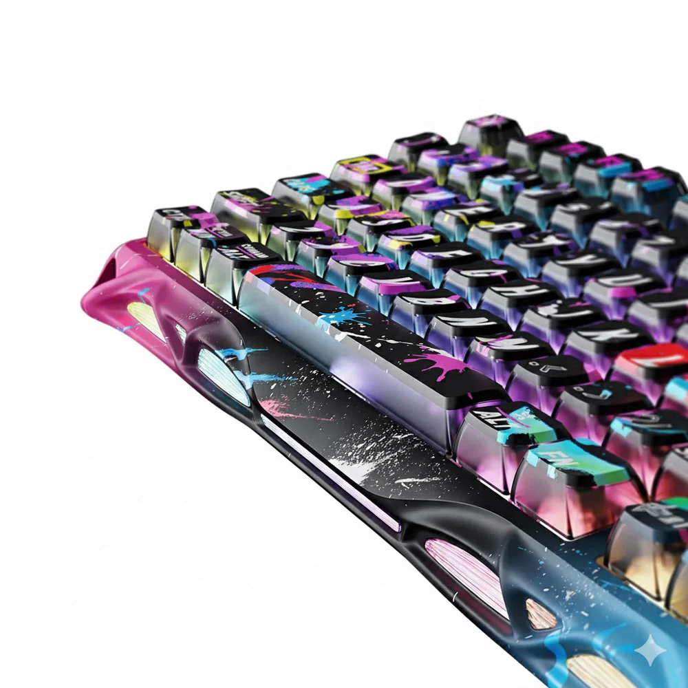 GravaStar Mercury V75 Pro 75% Hall Effect Magnetic switch Gaming Keyboard - Neon Graffiti - Image 3
