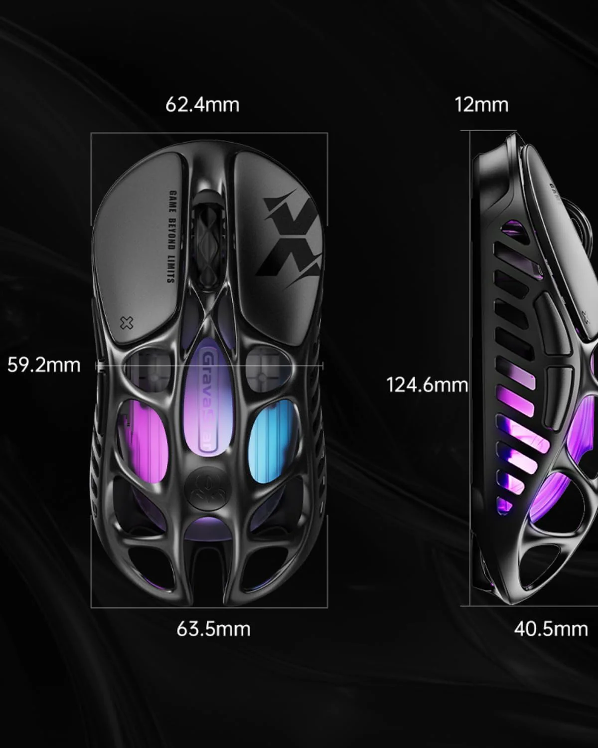 GravaStar Mercury X Wireless Gaming Mouse - Galaxy Black - Image 2