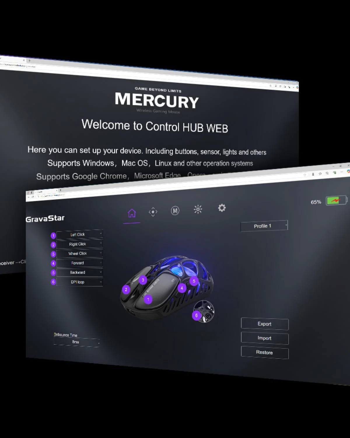 GravaStar Mercury X Wireless Gaming Mouse - Galaxy Black - Image 3