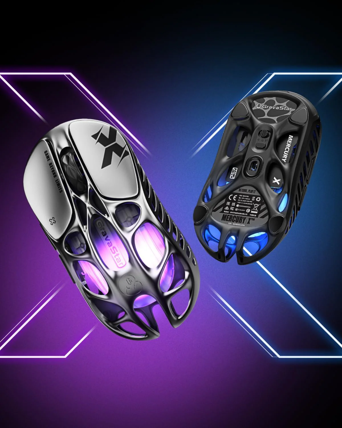 GravaStar Mercury X Wireless Gaming Mouse - Interstellar Silver - Image 3