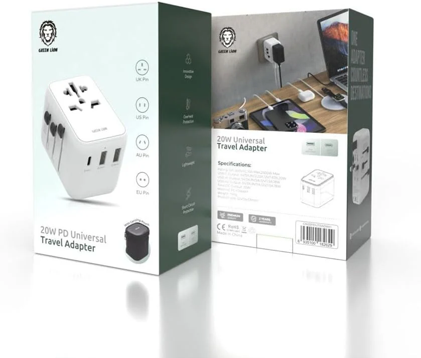 Green Lion 20W Universal Travel Adapter White - Image 3