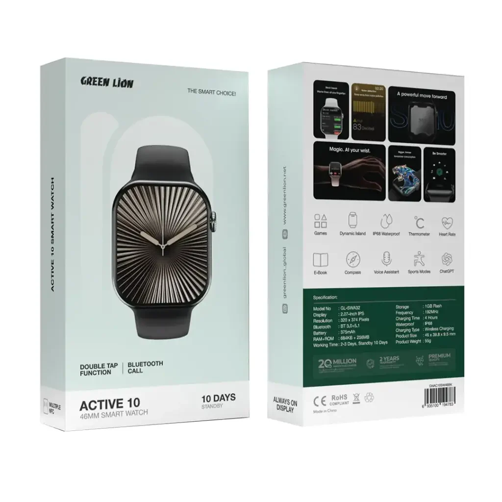 Green Lion Active 10 46MM Smart Watch Black - Image 2