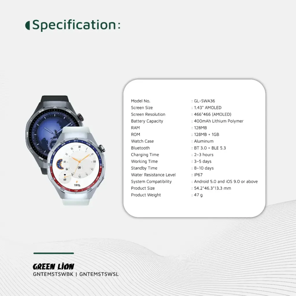 Green Lion Tech Master Smart Watch Silver - Image 6