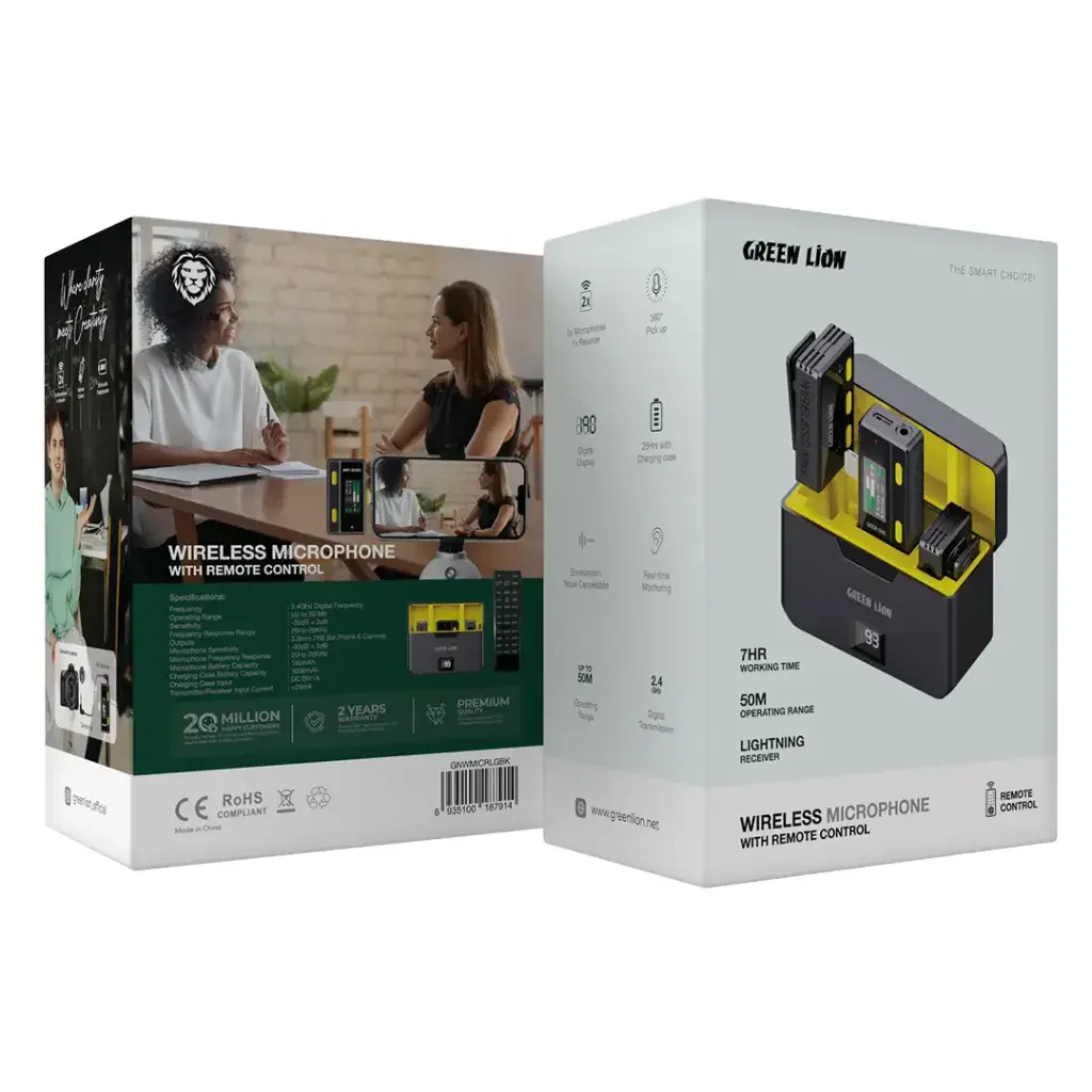 Green Lion Wireless Microphone With Remote Control Lightning Black - Image 3