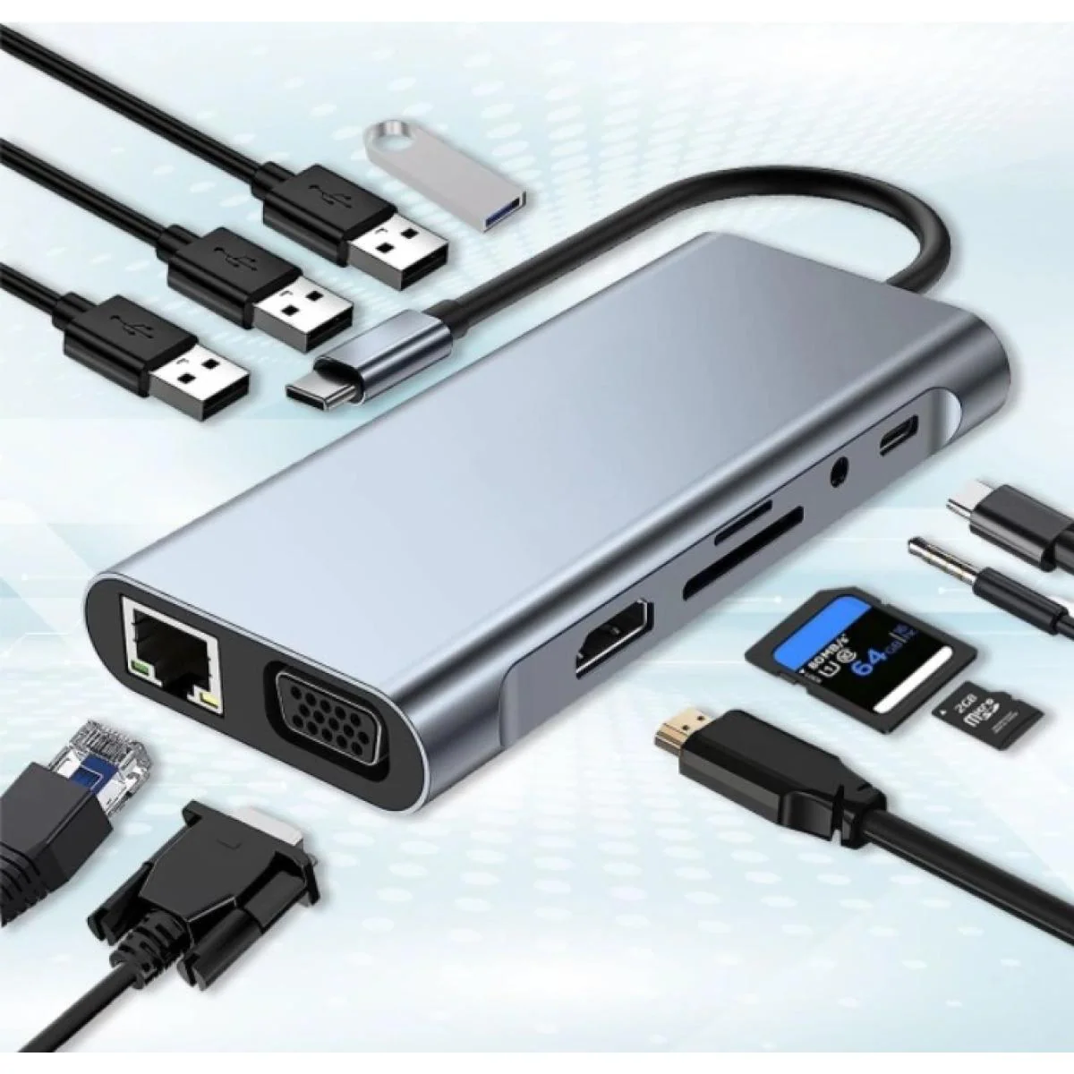 Haing 11 in 1 Type-C To Multifunctional Adapter HI-3023- TMA - Image 2