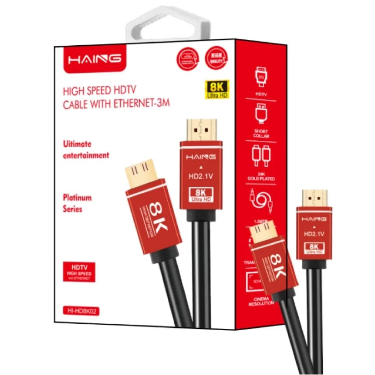 HAING HD8K02 8K High Speed HDTV HDMI 2.1 Cable with Ethernet 3M - Image 2