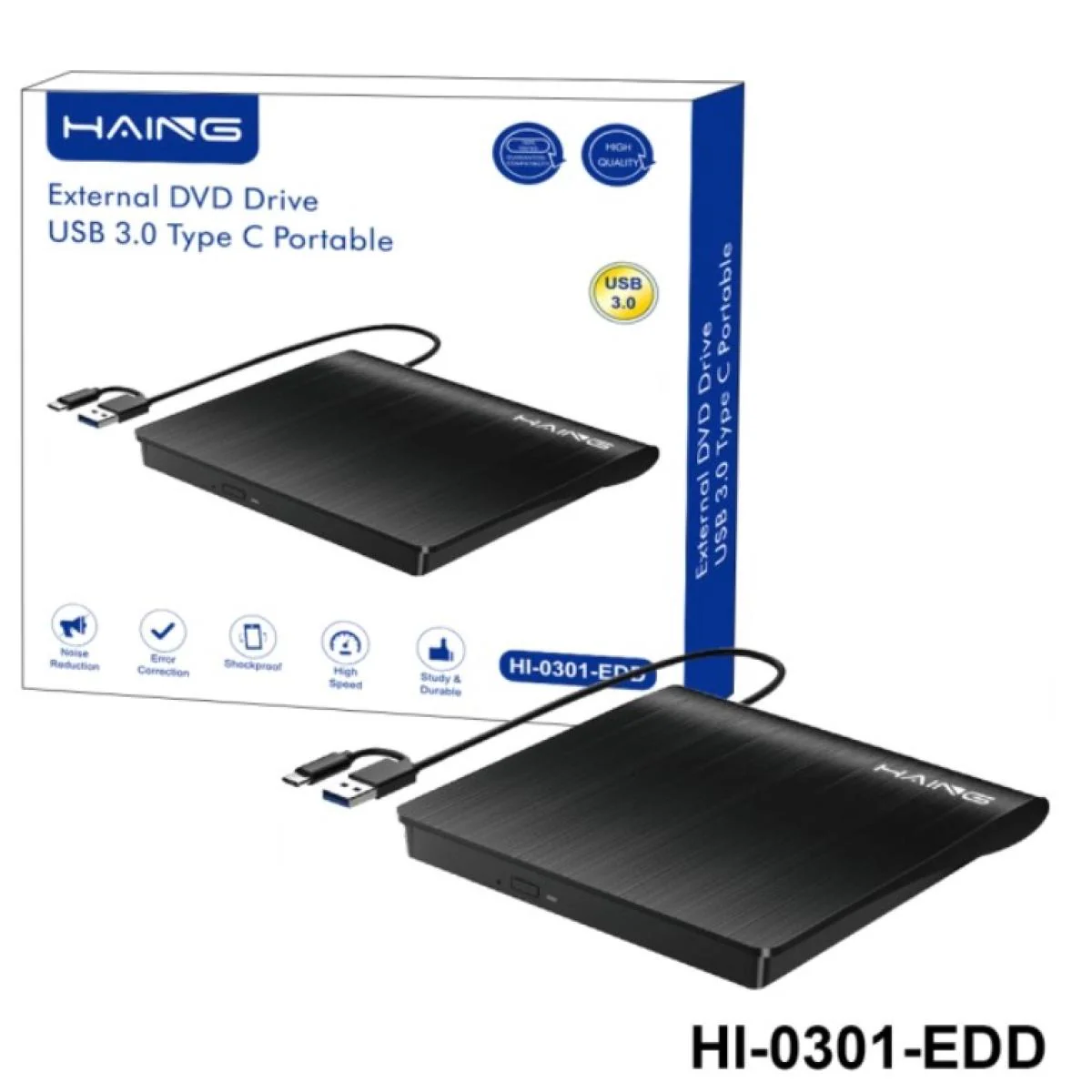 Haing HI-0301-EDD Portable External DVD Drive USB 3.0 Type-C