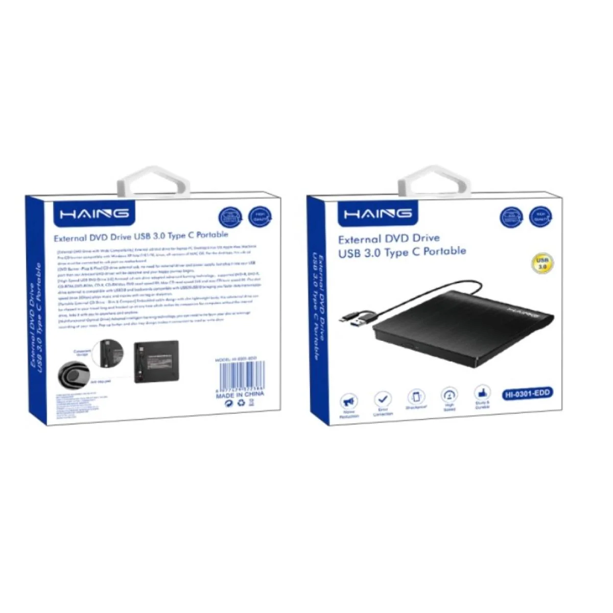 Haing HI-0301-EDD Portable External DVD Drive USB 3.0 Type-C - Image 2