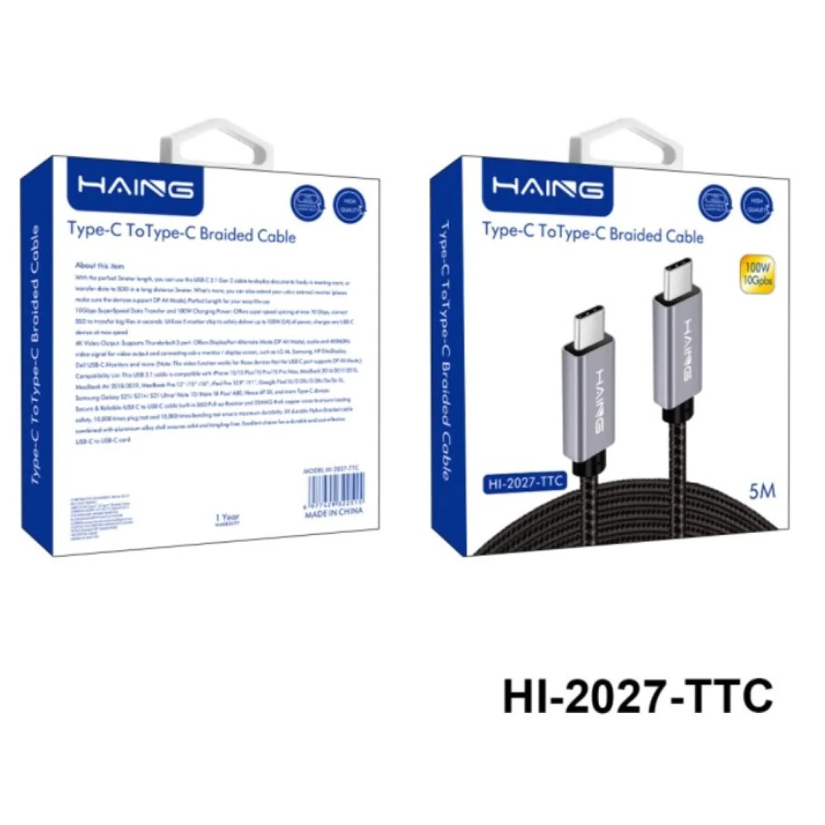 HAING HI-2027-TTC Type-C to Type-C Braided Cable 5M - Image 2
