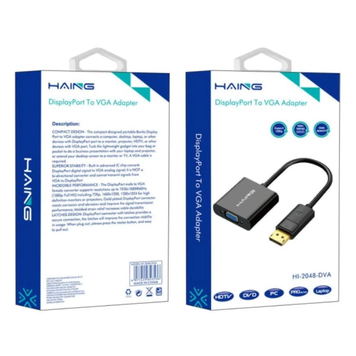 HAING HI-2048-DVA Display Port DP to VGA Adapter