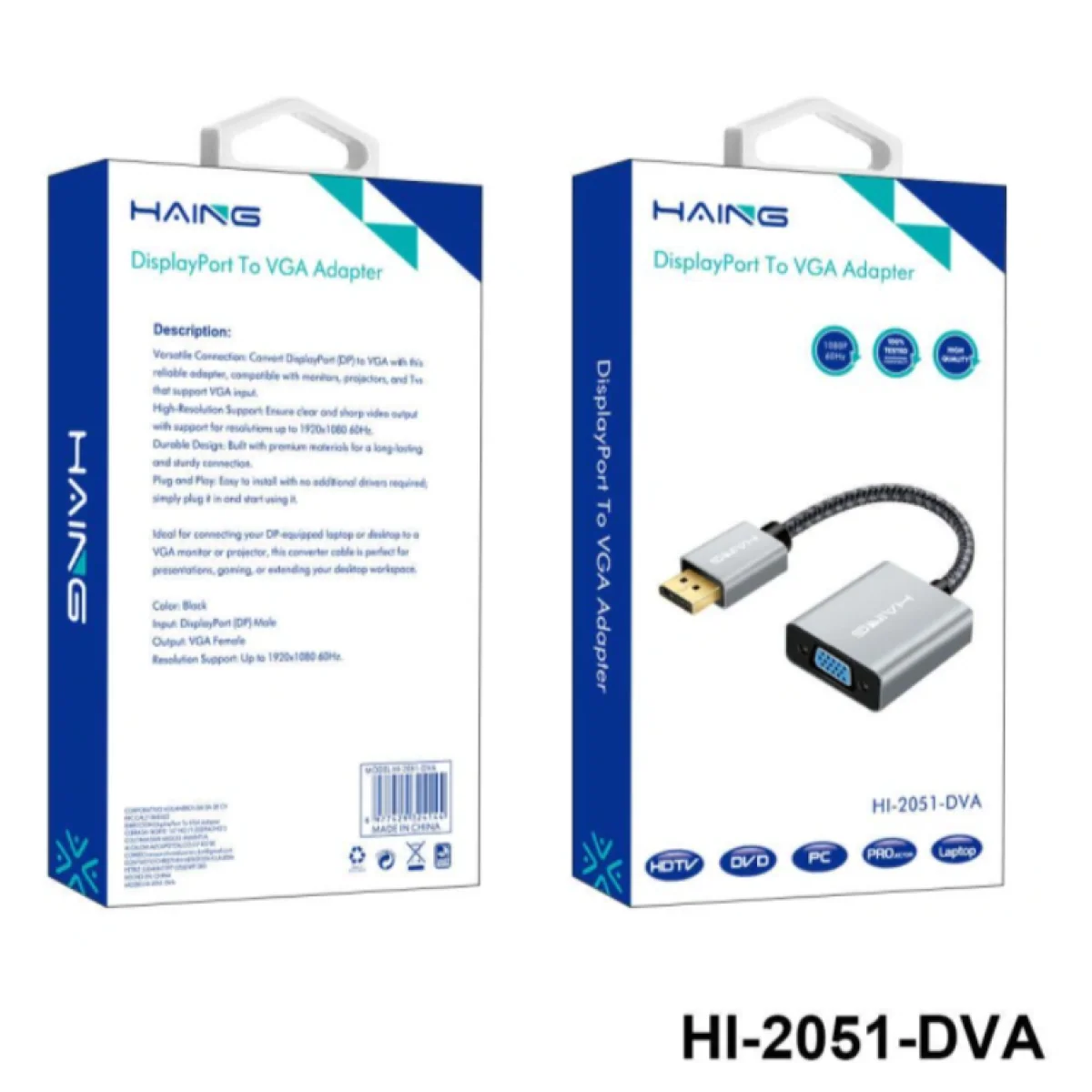 HAING HI-2051-DVA DisplayPort To VGA Adapter