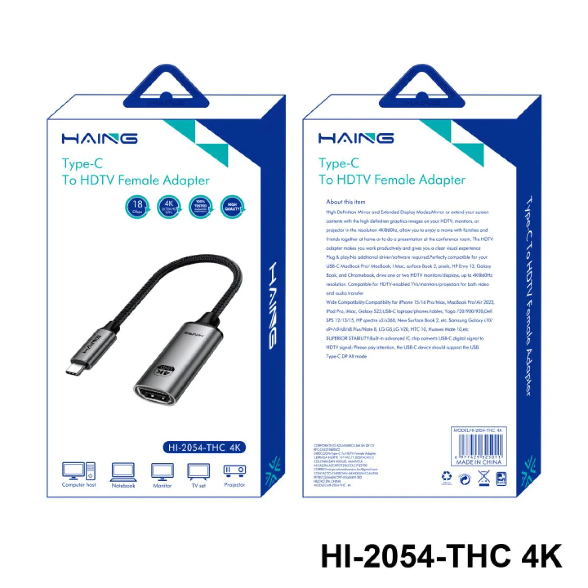 HAING HI-2054-THC Type-C To HDMI Female Adapter 4K - Image 2