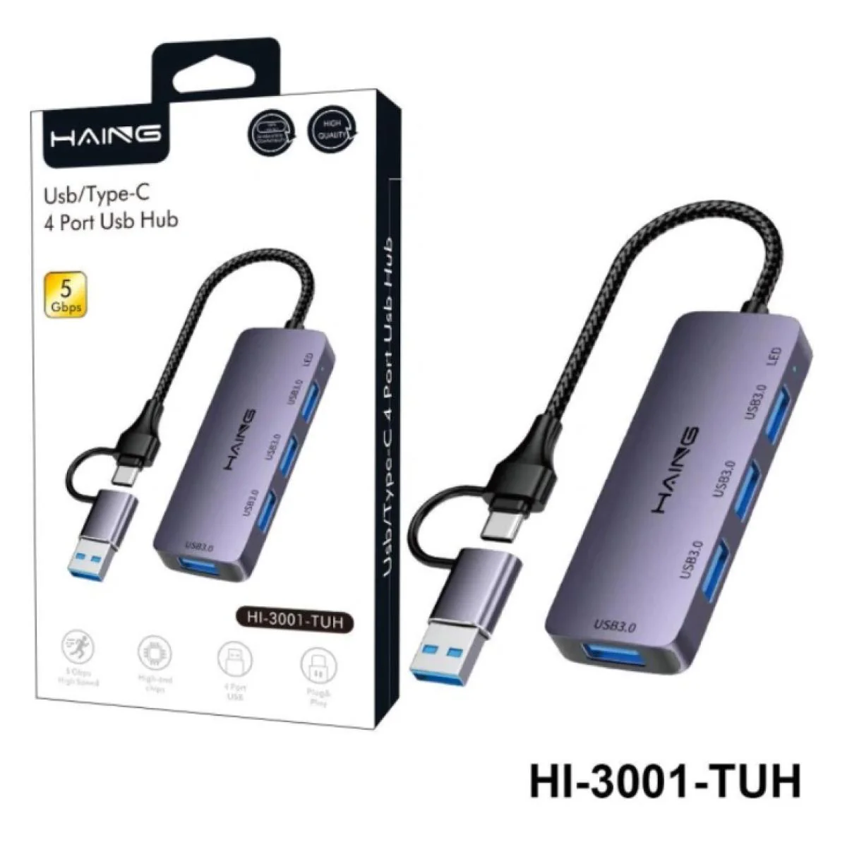 HAING HI-3001-TUH USB Type-C 4 Port Hub - Image 2
