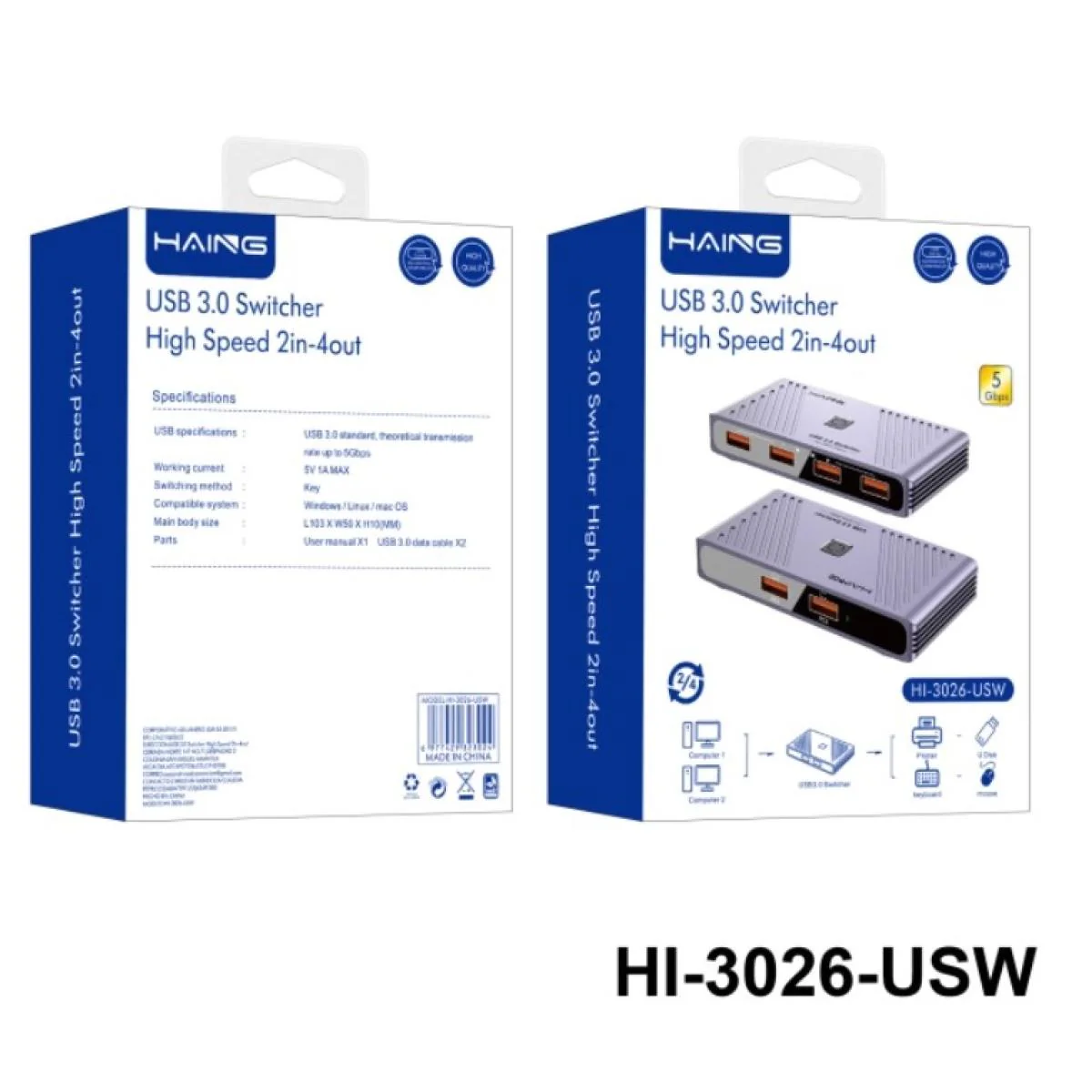 HAING HI-3026-USW 2 in 4 out High Speed Switch - Image 2