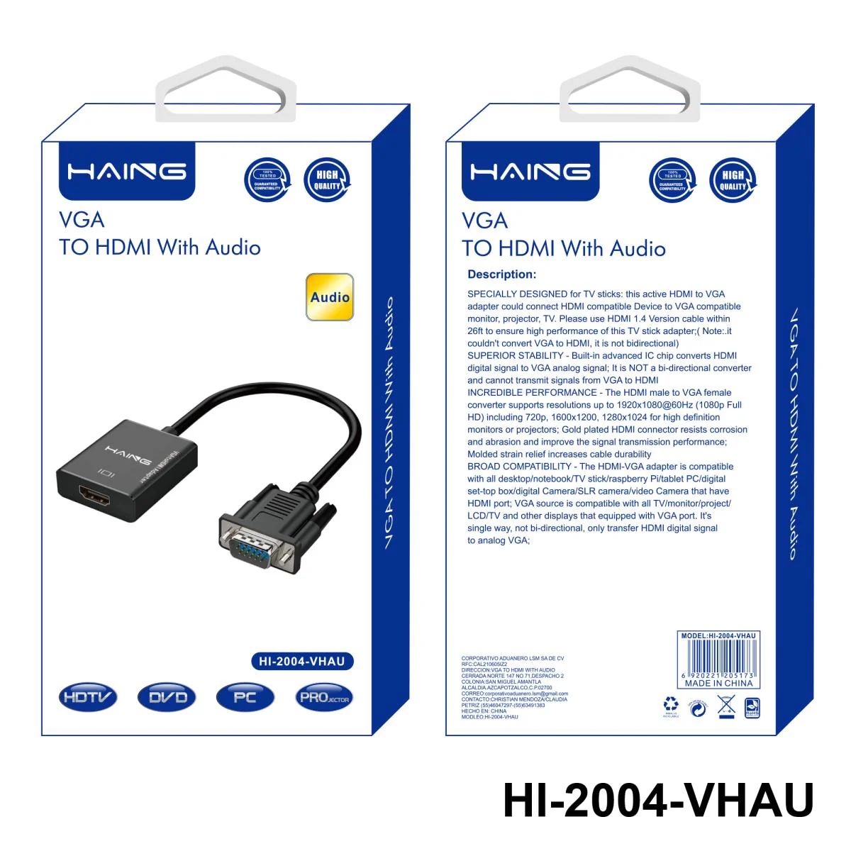 HAING High Quality VGA to HDMI with Audio Adapter - Image 2