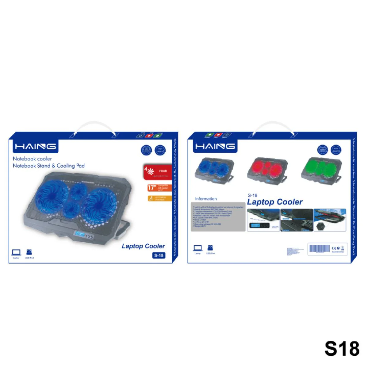 HAING S18 11-17 inch Laptop Cooling Pad 4 Fans - Image 2