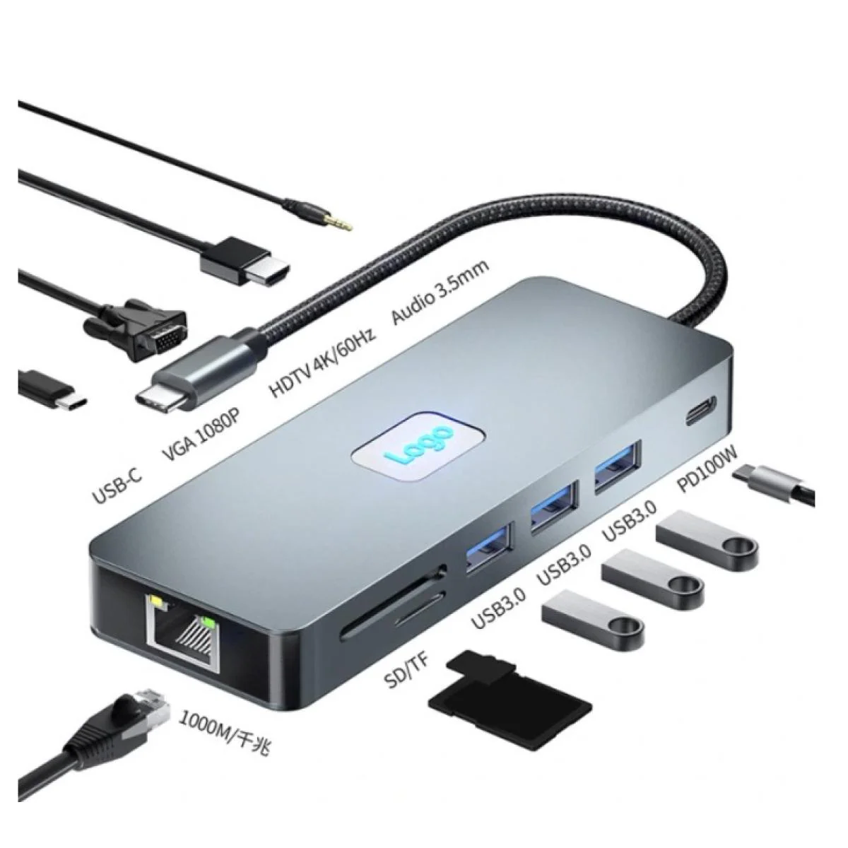 Haing Type-c To Multifunctional Adapter 11 in 1HI-3024- TMA - Image 3