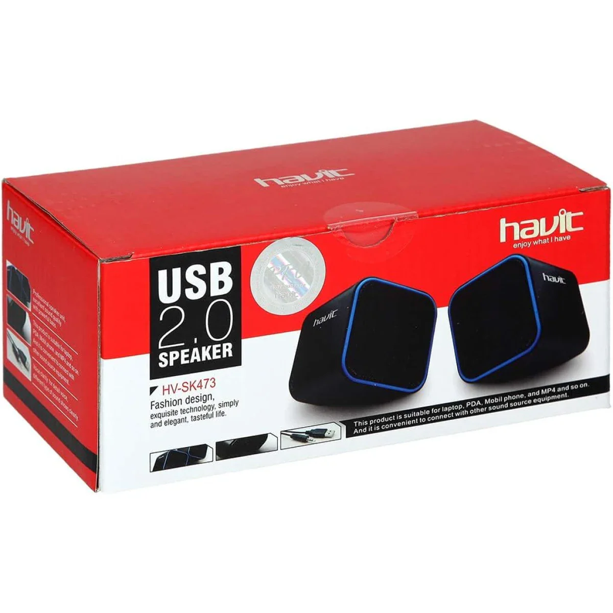 HAVIT HV-SK473 3 Watts 2.0 Channel USB Multimedia PC Speakers (Black/RED) - Image 2