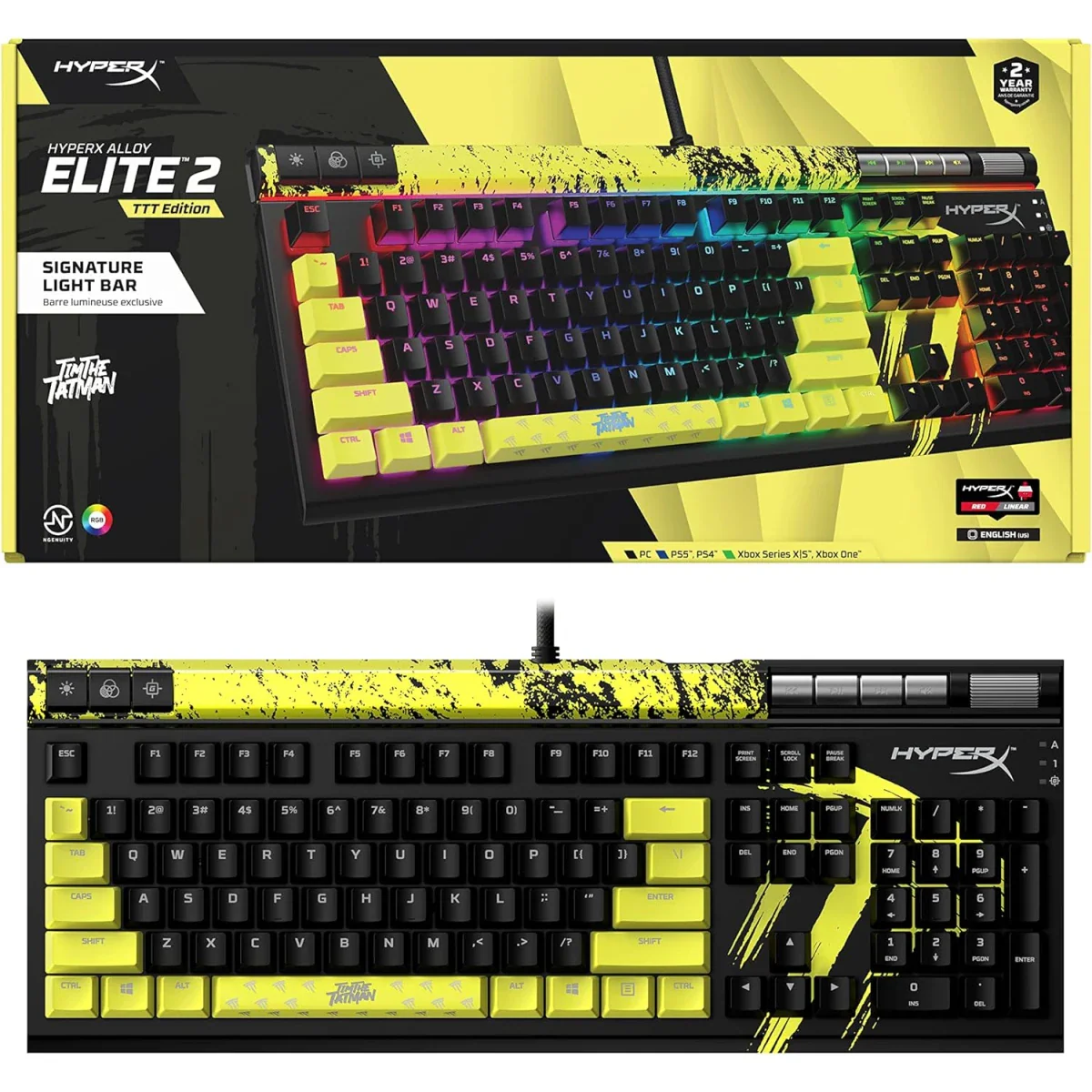HyperX Alloy Elite 2 Red Switch RGB LED Backlit Customize Full Size 100% Anti-Ghosting 80 Million Keystrokes Mechanical Gaming Keyboard - TimTheTatman Edition - Image 5
