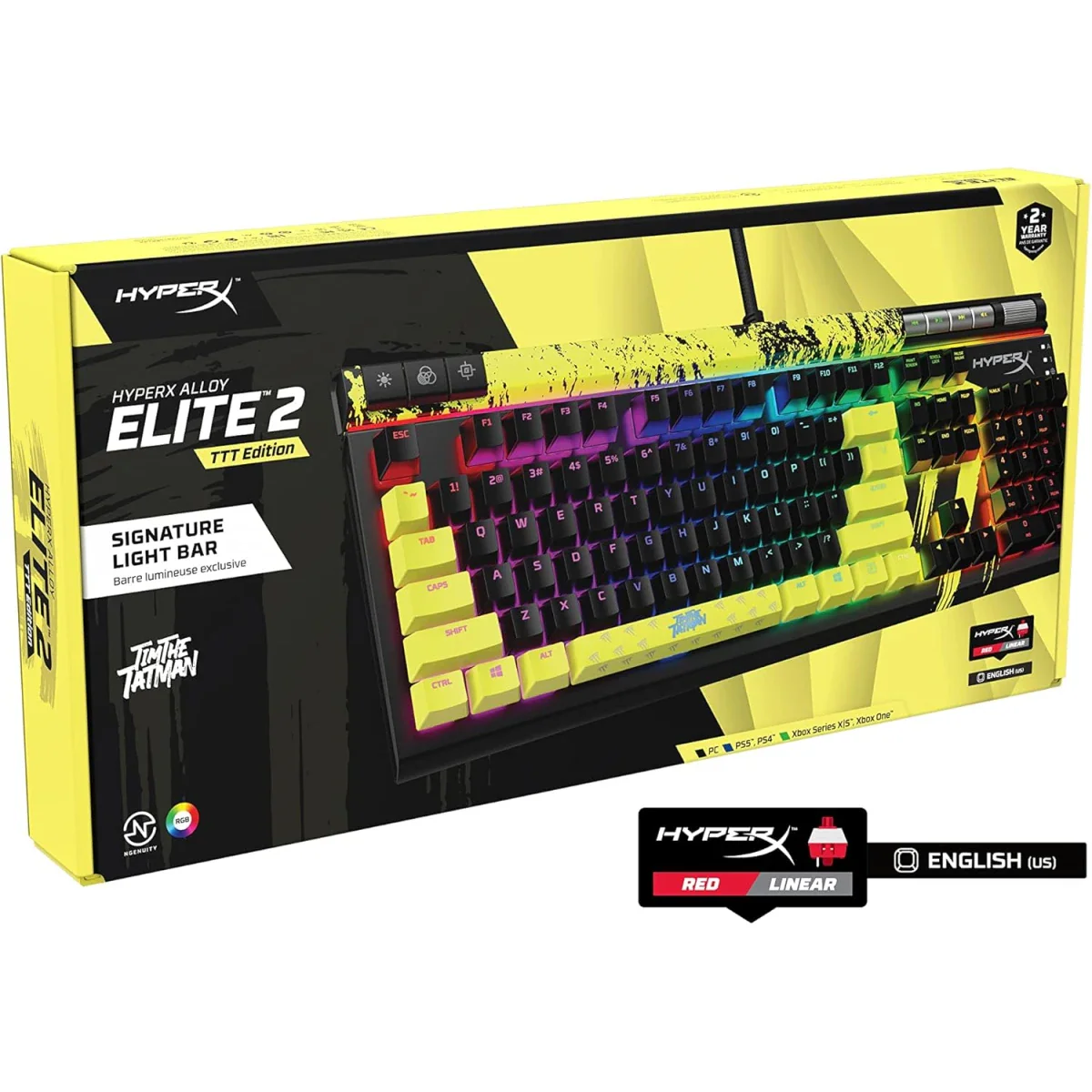 HyperX Alloy Elite 2 Red Switch RGB LED Backlit Customize Full Size 100% Anti-Ghosting 80 Million Keystrokes Mechanical Gaming Keyboard - TimTheTatman Edition - Image 6