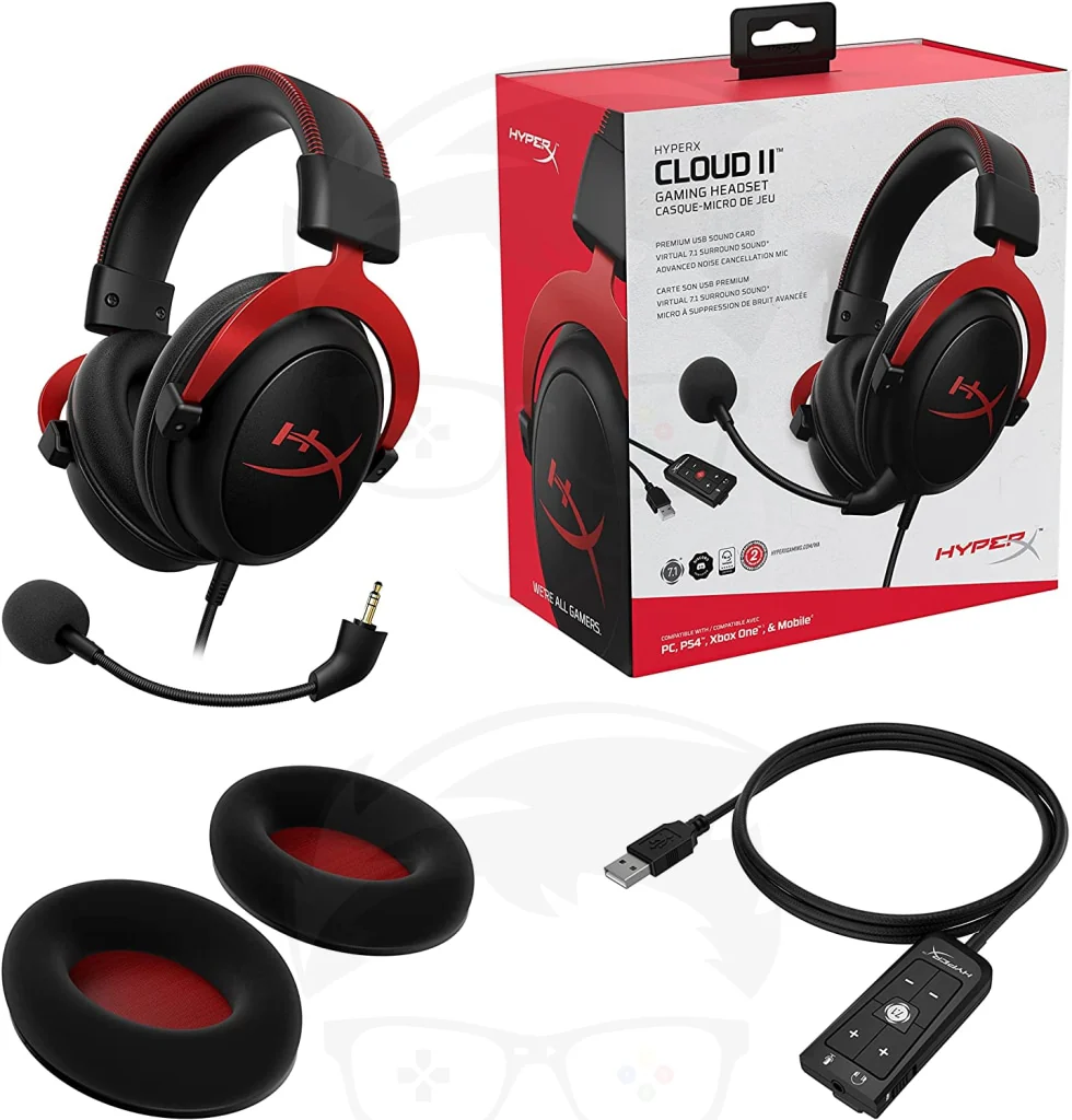 HyperX Cloud II - Gaming Headset, 7.1 PC, PS5, PS4, Xbox Series X|S, Xbox One – Red - Image 9