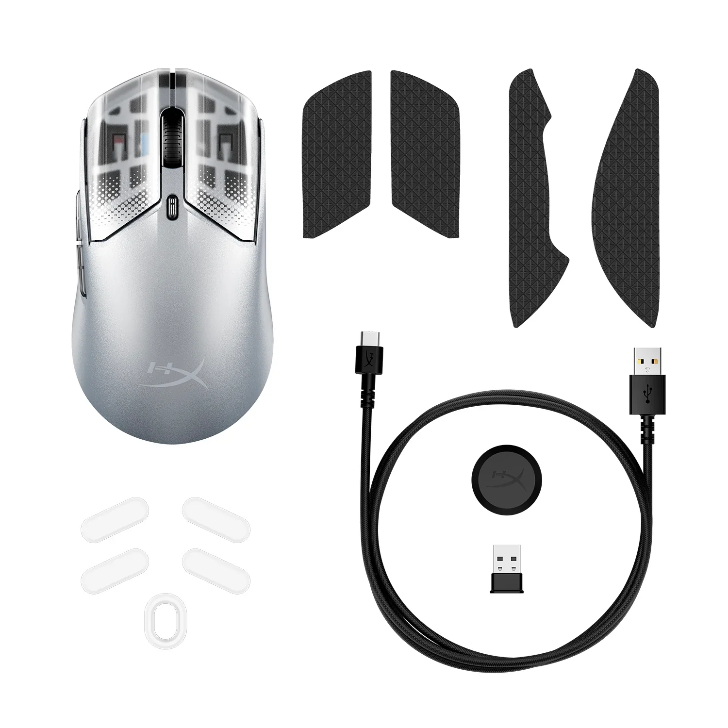 HyperX Pulsefire Haste 2 S Lightweight Wireless Optical Gaming Mouse with RGB Lighting - Silver - Image 6
